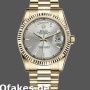 Super Clone Unisex's Rolex Day-Date 36mm Unisex-118238-Silver Dial-Fluted Bezel Silver