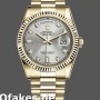 Super Clone Unisex's Rolex Day-Date 36mm Unisex-118238-Silver Diamond Dial Silver
