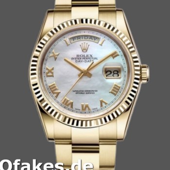 Super Clone Unisex's Rolex Day-Date 36mm Unisex-118238-White MOP-Roman Dial MOP