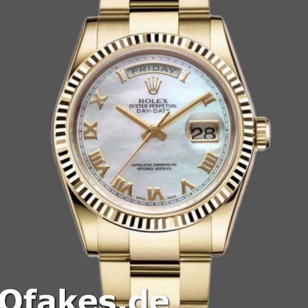 Super Clone Unisex's Rolex Day-Date 36mm Unisex-118238-White MOP-Roman Dial MOP