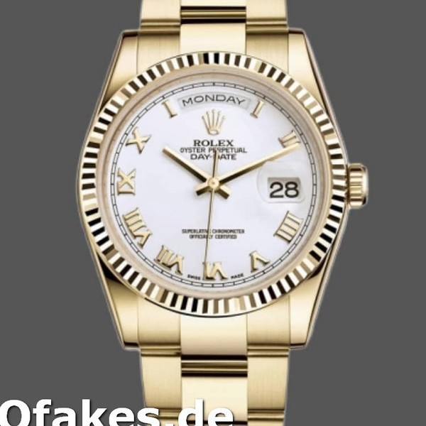 Super Clone Unisex's Rolex Day-Date 36mm Unisex-118238-White Roman Numeral Dial White<br />