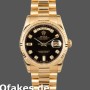 Super Clone Men's Rolex Day-Date 36mm Men's-118238-Yellow Gold-Black Diamond Dial Black