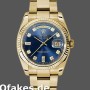Super Clone Unisex's Rolex Day-Date 36mm Unisex-118238-Yellow Gold-Blue Diamond Dial Blue