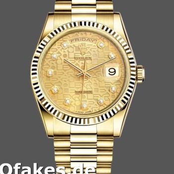 Super Clone Unisex's Rolex Day-Date 36mm Unisex-118238-Yellow Gold-Champagne Jubilee Diamond Dial Champagne