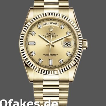 Super Clone Unisex's Rolex Day-Date 36mm Unisex-118238-Yellow Gold-Diamond Champagne Dial Champagne