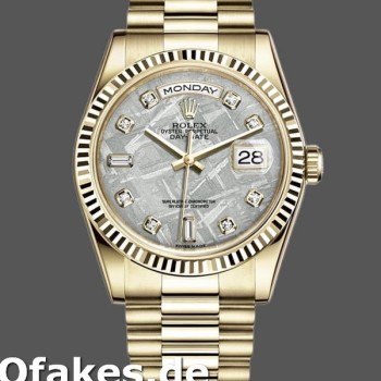 Super Clone Unisex's Rolex Day-Date 36mm Unisex-118238-Yellow Gold-Diamond Meteorite Dial Meteorite<br />