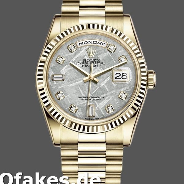 Super Clone Unisex's Rolex Day-Date 36mm Unisex-118238-Yellow Gold-Diamond Meteorite Dial Meteorite<br />