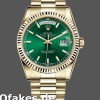 Super Clone Unisex's Rolex Day-Date 36mm Unisex-118238-Yellow Gold-Fluted Bezel-Green Dial Green