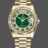 Super Clone Unisex's Rolex Day-Date 36mm Unisex-118238-Yellow Gold-Green Diamond Pave Dial Green