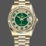 Super Clone Unisex's Rolex Day-Date 36mm Unisex-118238-Yellow Gold-Green Diamond Pave Dial Green