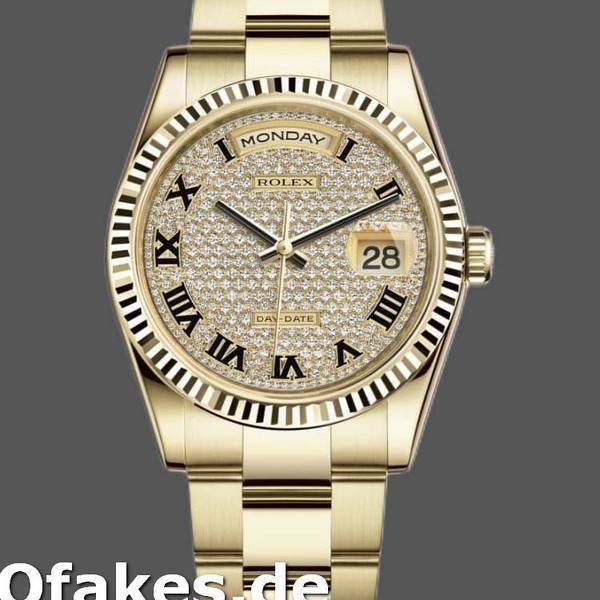 Super Clone Unisex's Rolex Day-Date 36mm Unisex-118238-Yellow Gold-Pave Diamond Dial Pave diamond<br />
