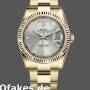 Super Clone Unisex's Rolex Day-Date 36mm Unisex-118238-Yellow Gold-Silver Dial-Fluted Bezel Silver