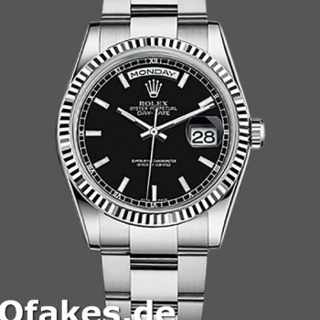 Super Clone Unisex's Rolex Day-Date 40mm Unisex-118239-Black Dial-Fluted Bezel Black