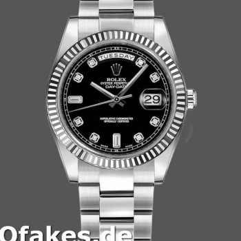 Super Clone Unisex's Rolex Day-Date 36mm Unisex-118239-Black Diamonds Dial Black<br />