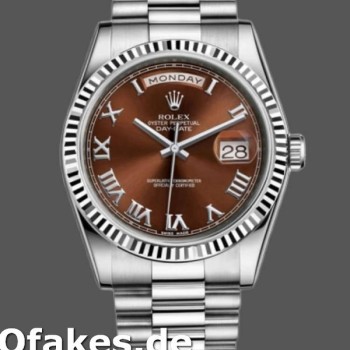 Super Clone Unisex's Rolex Day-Date 36mm Unisex-118239-Chocolate Brown Dial Brown