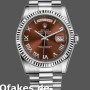 Super Clone Unisex's Rolex Day-Date 36mm Unisex-118239-Chocolate Brown Dial Brown