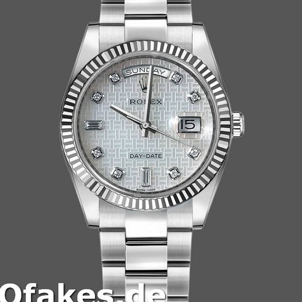 Super Clone Unisex's Rolex Day-Date 36mm Unisex-118239-Mother of Pearl-White Dial MOP