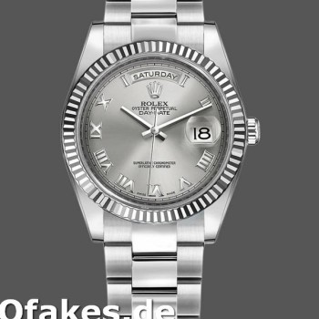 Super Clone Unisex's Rolex Day-Date 36mm Unisex-118239-Rhodium Roman Dial Rhodium