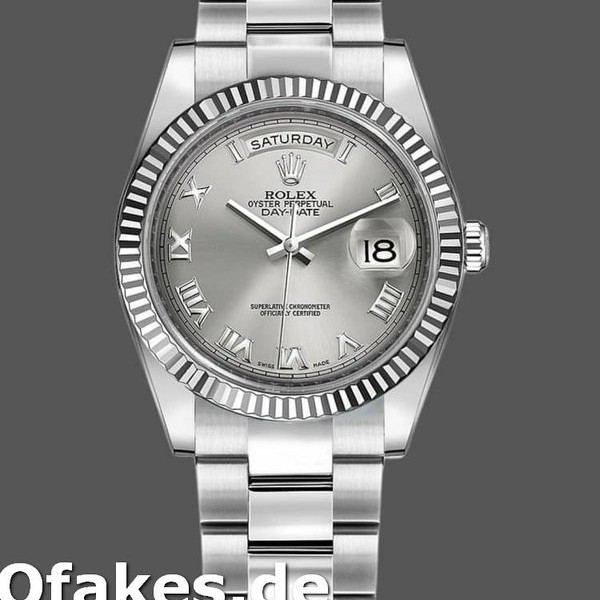 Super Clone Unisex's Rolex Day-Date 36mm Unisex-118239-Rhodium Roman Dial Rhodium