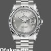 Super Clone Unisex's Rolex Day-Date 36mm Unisex-118239-Rhodium Roman Dial-White Gold Rhodium