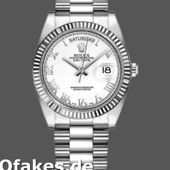 Super Clone Unisex's Rolex Day-Date 36mm Unisex-118239-Roman Numeral-White Dial White