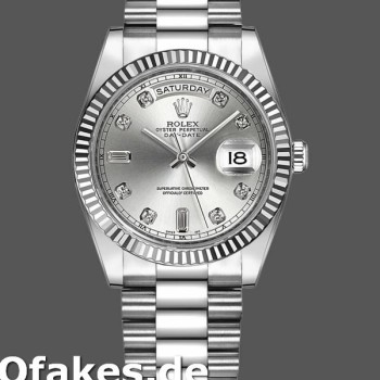 Super Clone Unisex's Rolex Day-Date 36mm Unisex-118239-Silver Diamond Dial Silver
