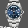 Super Clone Unisex's Rolex Day-Date 36mm Unisex-118239-White Gold-Blue Dial-Fluted Bezel Blue