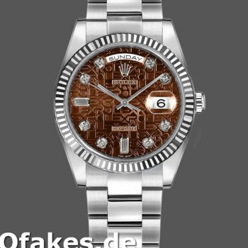 Super Clone Unisex's Rolex Day-Date 36mm Unisex-118239-White Gold-Jubilee-Chocolate Brown Dial Brown