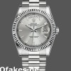 Super Clone Unisex's Rolex Day-Date 36mm Unisex-118239-White Gold-Silver Dial-Fluted Bezel Silver