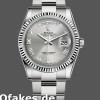 Super Clone Unisex's Rolex Day-Date 36mm Unisex-118239-White Gold-Silver Roman Numeral Dial Silver