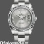 Super Clone Unisex's Rolex Day-Date 36mm Unisex-118239-White Gold-Silver Roman Numeral Dial Silver