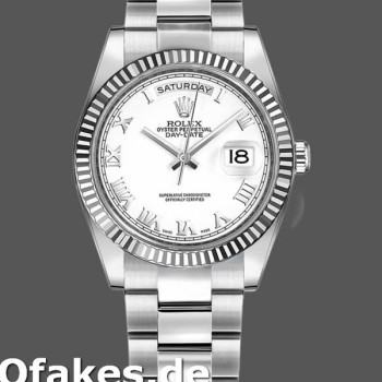 Super Clone Unisex's Rolex Day-Date 36mm Unisex-118239-White Gold-White Roman Numeral Dial White<br />