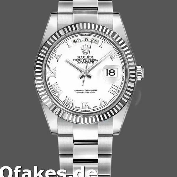 Super Clone Unisex's Rolex Day-Date 36mm Unisex-118239-White Gold-White Roman Numeral Dial White<br />