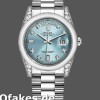 Super Clone Unisex's Rolex Day-Date 36mm Unisex-118296-Platinum-Ice Blue Dial-Diamond Ice Blue