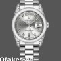 Super Clone Unisex's Rolex Day-Date 36mm Unisex-118296-Platinum-Silver Dial-Diamond Silver