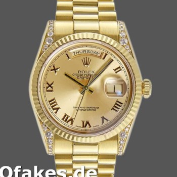 Super Clone Unisex's Rolex Day-Date 36mm Unisex-118338-Champagne Dial-Roman Numerals Champagne