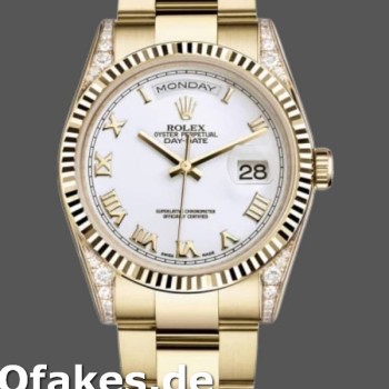 Super Clone Unisex's Rolex Day-Date 36mm Unisex-118338-White Roman Dial White