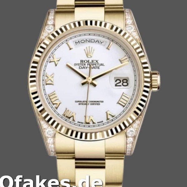 Super Clone Unisex's Rolex Day-Date 36mm Unisex-118338-White Roman Dial White