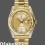 Super Clone Unisex's Rolex Day-Date 36mm Unisex-118338-Yellow Gold-Champagne Diamonds Dial Champagne
