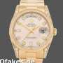 Super Clone Unisex's Rolex Day-Date 36mm Unisex-118338-Yellow Gold-Silver Dial Silver