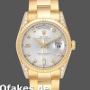 Super Clone Unisex's Rolex Day-Date 36mm Unisex-118338-Yellow Gold-Silver Diamond Dial Silver