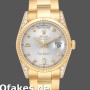 Super Clone Unisex's Rolex Day-Date 36mm Unisex-118338-Yellow Gold-Silver Diamond Dial Silver