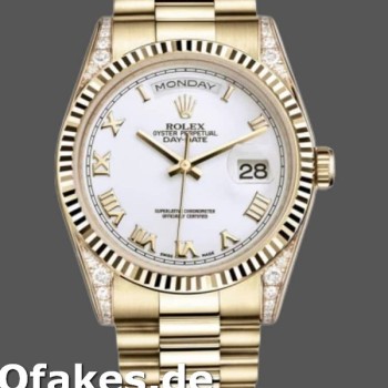 Super Clone Unisex's Rolex Day-Date 36mm Unisex-118338-Yellow Gold-White Roman Dial White<br />