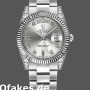 Super Clone Unisex's Rolex Day-Date 36mm Unisex-118339-Silver Dial-Fluted Bezel Silver