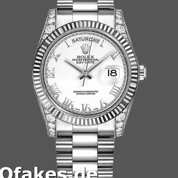 Super Clone Unisex's Rolex Day-Date 36mm Unisex-118339-White Dial-Fluted Bezel white<br />
