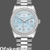 Super Clone Unisex's Rolex Day-Date 36mm Unisex-118346-Blue Diamond Dial-Platinum Ice Blue