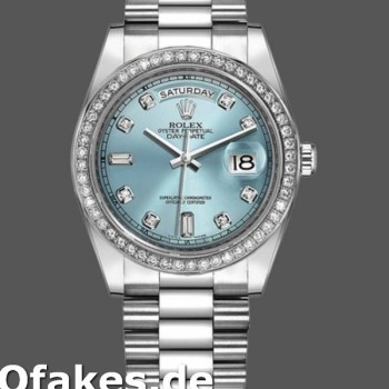 Super Clone Unisex's Rolex Day-Date 36mm Unisex-118346-Ice Blue Dial Ice Blue