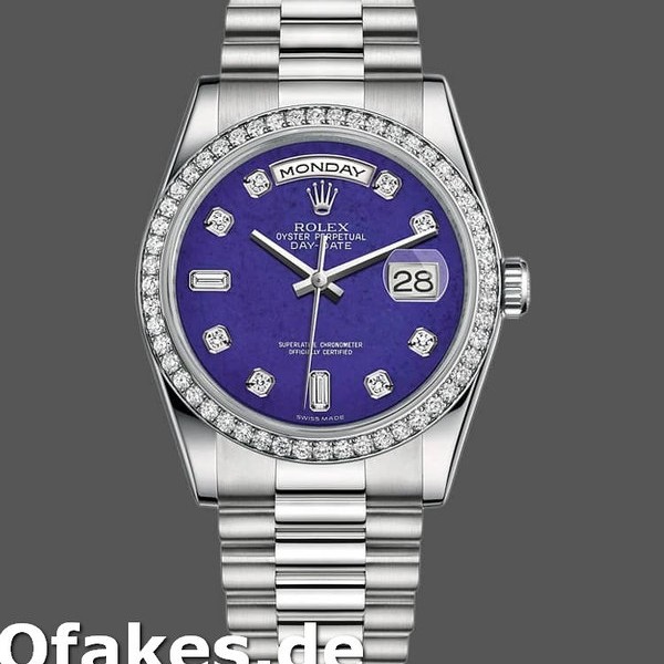 Super Clone Unisex's Rolex Day-Date 36mm Unisex-118346-Lapis Lazuli Blue Dial Blue