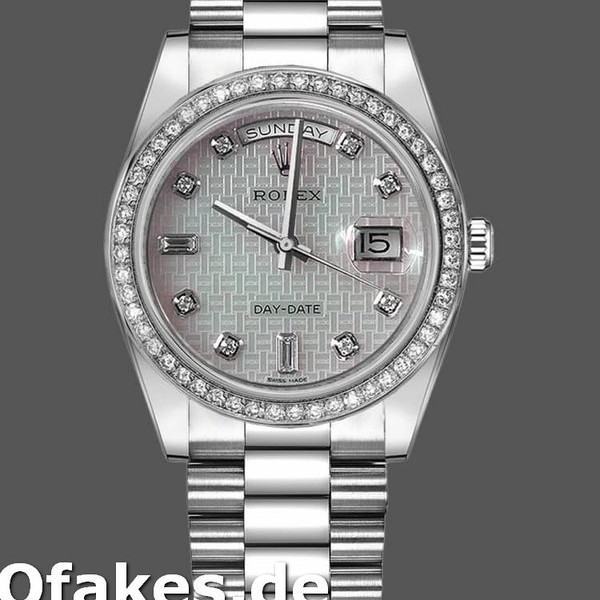 Super Clone Unisex's Rolex Day-Date 36mm Unisex-118346-Oxford Motif Diamond Dial Meteorite<br />
