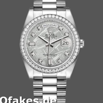 Super Clone Unisex's Rolex Day-Date 36mm Unisex-118346-Platinum-Diamond Bezel-Meteorite Dial Meteorite<br />